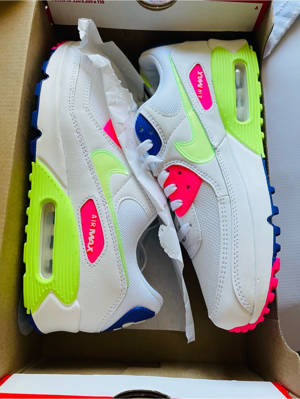 Nike Wmns Air Max 90 'White Indigo Burst Volt' - Picture 2 of 5